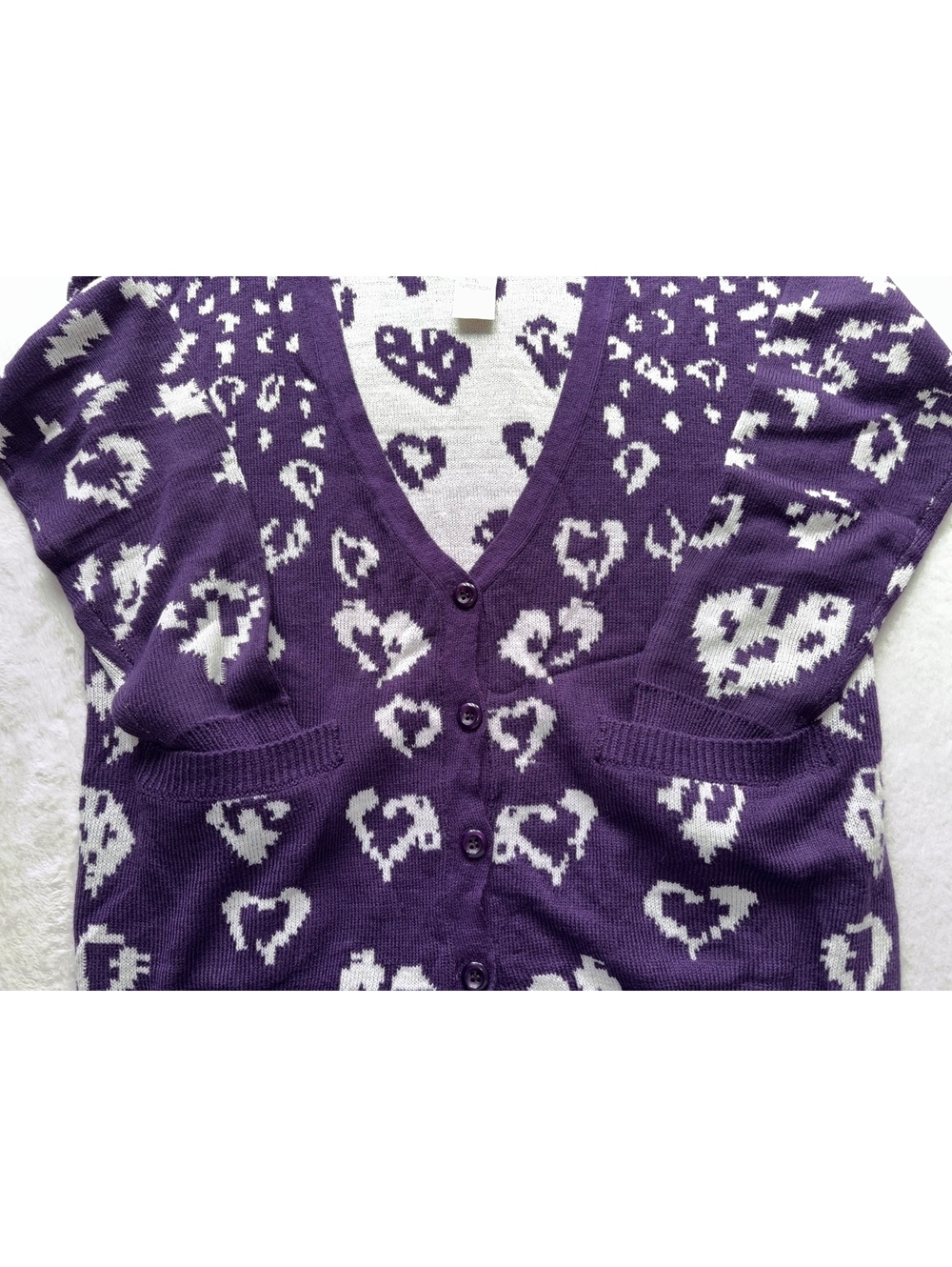 NWT Katia Purple Heart Cardigan Sweater Button Front Pockets Plus Size XL 1XL - Picture 5 of 9